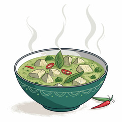 Depicting Create Bold Stroke Thai Curry Bowl Dynamic Professional Photo