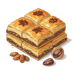 Featuring Create Bold Stroke Turkish Baklava Dessert Dynamic Premium Digital Asset
