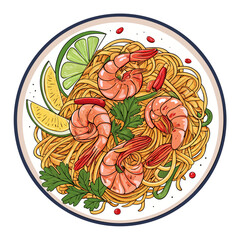 Depicting Create Bold Stroke Thai Pad Thai Noodles Elegant High-Quality Stock Image