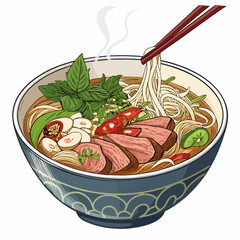 Depicting Create Bold Stroke Vietnamese Pho Noodle Dynamic Premium Digital Asset