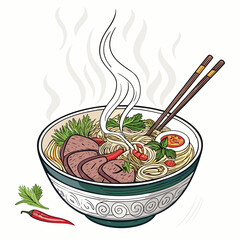 Vibrant Create Bold Stroke Vietnamese Pho Noodle Creative Visual