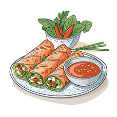 Elegant Create Bold Stroke Vietnamese Spring Rolls Premium Digital Asset