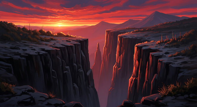 sunset over the mountains - Powered by Adobe