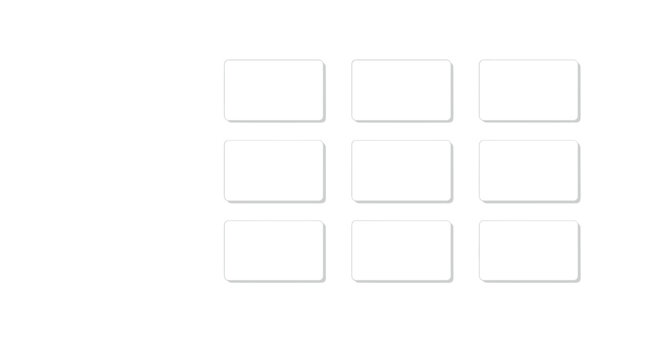 Nine empty white rectangular frames arranged in a 3x3 grid on a black background, symbolizing a collage, gallery, or template for content creation, showcasing a clean and modern design for digital or