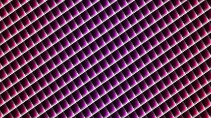 Abstract diagonal geometric gradient pattern with glowing pink and purple luminous squares forming futuristic optical background for digital art, wallpaper, and design projects