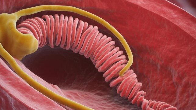 Microscopic view of a red blood cell infected with malaria parasite in high detail