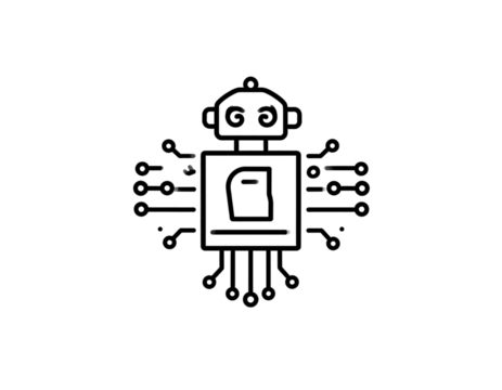  Artificial intelligence AI pictogram. Technology related to artificial intelligence, computers and systems that are intelligent, graphic of robot. Vector ai generated logo or symbol