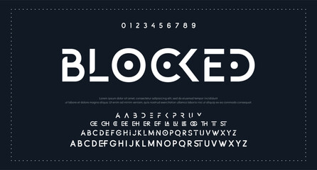 Font digital cyber alphabet, cyberpunk letters A, B, C, D, E, F, G, H, I, J, K, L, M, N, O, P, Q, R, S, T, U, V, W, X, Y, Z and futuristic numerals 0, 1, 2, 3, 4, 5, 6, 7, 8, 9, vector © Brand_Studio