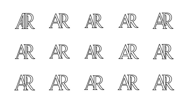 A repeating pattern of the stylized monogram 'AR' in white against a black background, creating a modern and graphic design element suitable for branding, logos, or digital art.