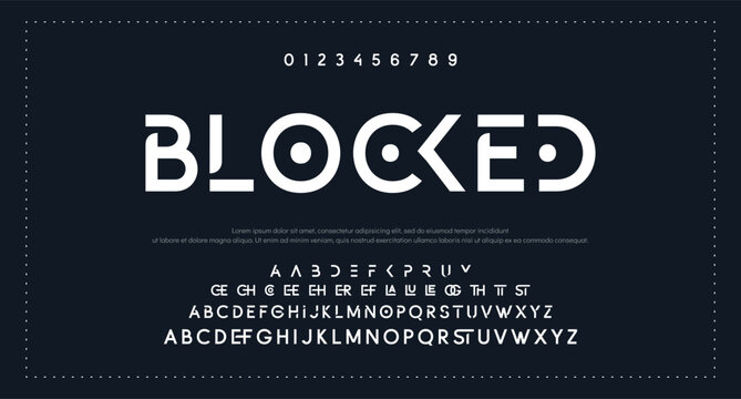 Font digital cyber alphabet, cyberpunk letters A, B, C, D, E, F, G, H, I, J, K, L, M, N, O, P, Q, R, S, T, U, V, W, X, Y, Z and futuristic numerals 0, 1, 2, 3, 4, 5, 6, 7, 8, 9, vector