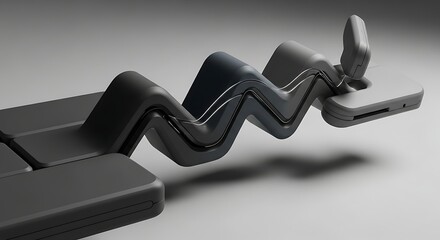 Dynamic abstract wave of sleek, modern technology flowing seamlessly, representing innovation, connectivity, and future progress in a clean, minimalist design.