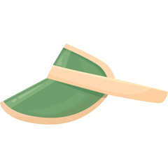 Green and Beige Visor Hat For Sunny Days And Outdoor Activities With Transparent Background