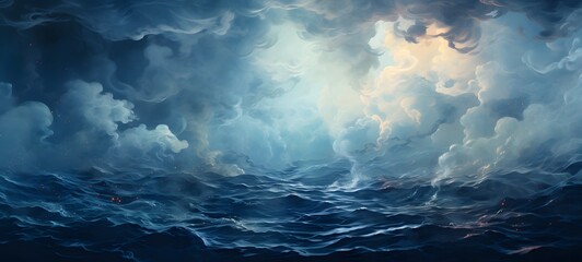 Fototapeta premium a light Ocean , coming out of the smoke,generative AI