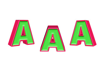alphabet a-z light green and red color 