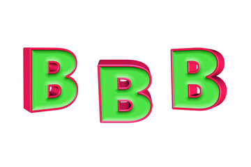 alphabet a-z light green and red color 