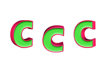 alphabet a-z light green and red color 