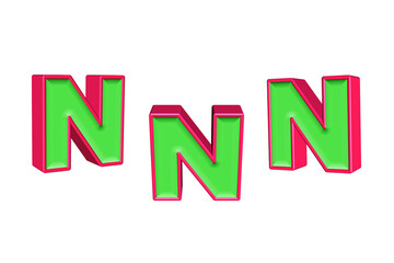 alphabet a-z light green and red color 