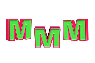 alphabet a-z light green and red color 