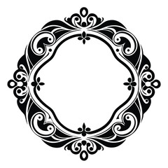Ornate black and white frame with floral accents