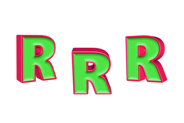 alphabet a-z light green and red color 