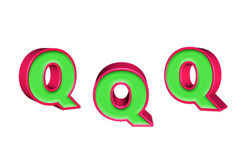 alphabet a-z light green and red color 