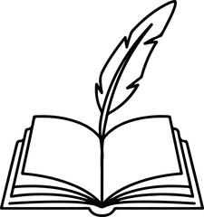 Green leaves sprout from the pages of an open book as a vector illustration, symbolizing learning, nature, and knowledge