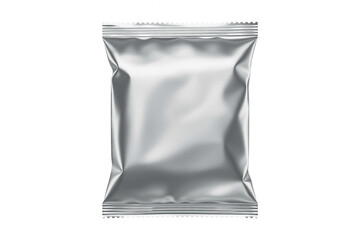 Silver foil package mockup isolated on white background for food or product