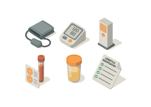isometric icon items isolated on white background essential hypertension home sphygmomanometer cuff essential hypertension endothelial function analyzer essential hypertension aldosterone