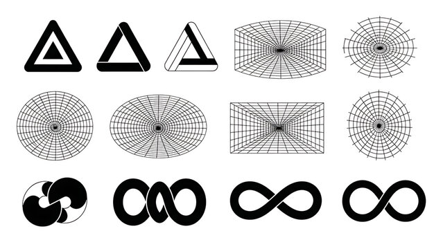 Penrose Triangle and Infinity Symbol Icons - Transparent 
