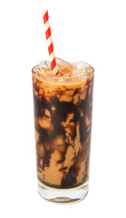 Iced coffee brown sugar latte isolated on white background.