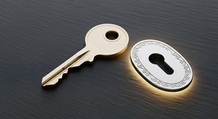 Unlock your business potential with this elegant golden key and ornate keyhole, symbolizing access, opportunity, and the perfect solution for success.