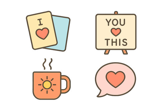 outline colorful icon 4 isolated on transparent background flat vector illustration style daily affirmations theme including affirmation cards positive words board morning mantra and self