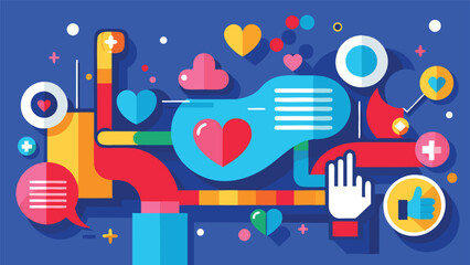 Abstract social media backdrop with vibrant red and blue circles arranged in a playful design..eps