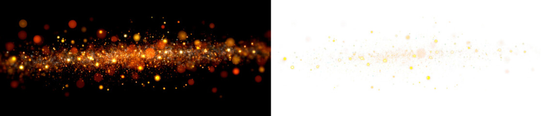 Festive Sparkle Light Trail with Colorful Bursts Display on Black and Transparent Background, cutout, png