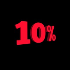 Up to 10% 3d discount sale banner poster design element isolated on transparent baground. 