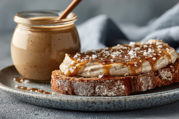 bruschetta with tuna pate, fish rillettes