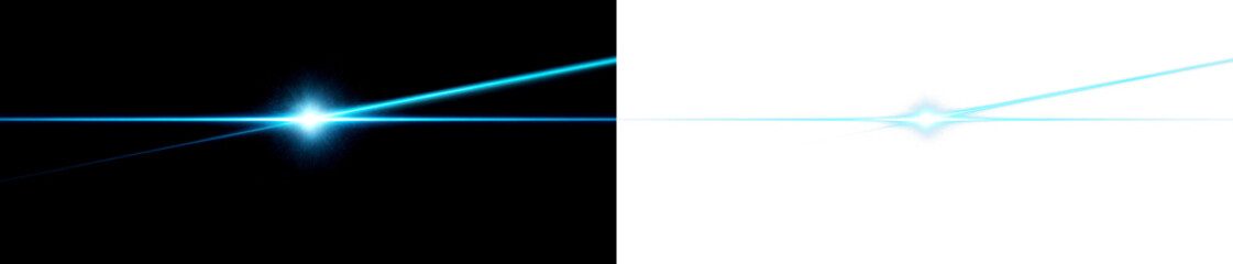 Futuristic Neon Blue Light Laser Cutting Across Dark Space Display on Black and Transparent Background, cutout, png