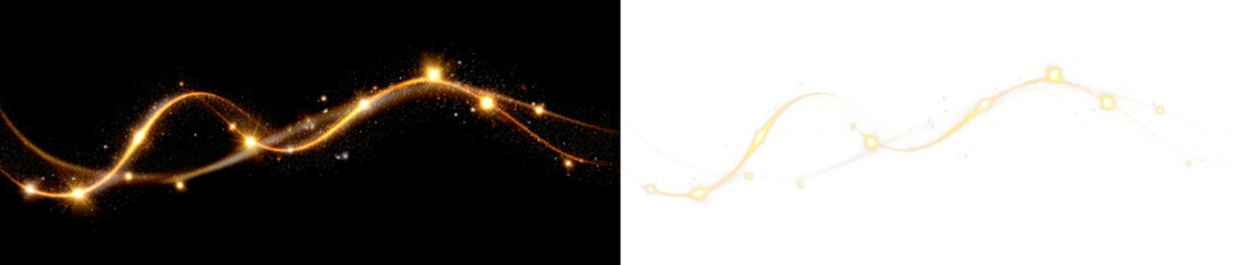 Obraz premium Glowing Sparkles Trailing in Motion Display on Black and Transparent Background, cutout, png