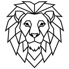 Geometric Lion Head Vector – Modern Flat Animal Illustration with Asymmetrical Mane