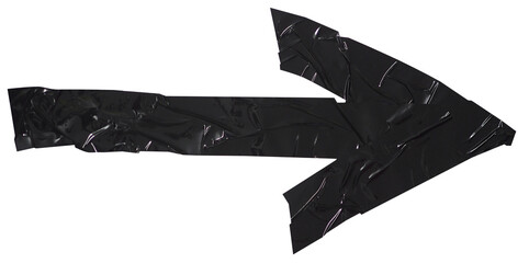 Black arrow made of crumpled sticky tape strips, design of direction sign for creative concept