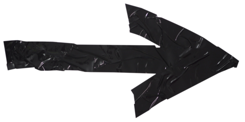 Black arrow made of crumpled sticky tape strips, design of direction sign for creative concept