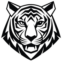 Geometric Tiger Head Vector – Modern Flat Animal Silhouette in 3/4 View