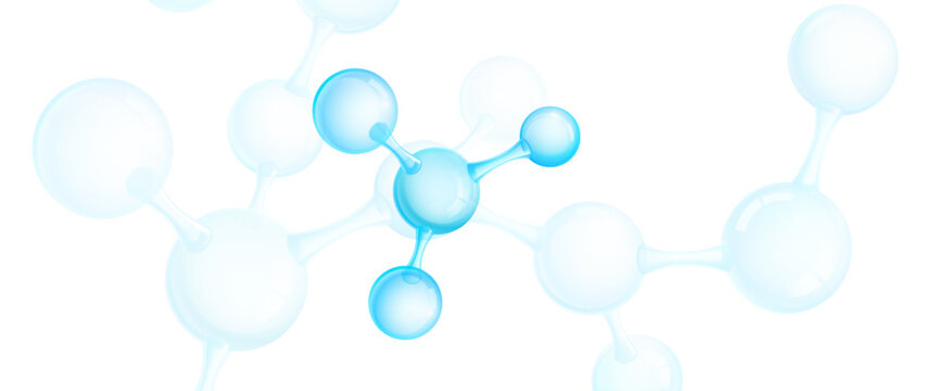 Molecule with biology and chemical concept, 3d rendering. Digital drawing.