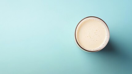 Vegan milk options and ingredients. A dairy-free drink for a healthy vegan or vegetarian diet. Top-down view with space for text. Wide banner image.

