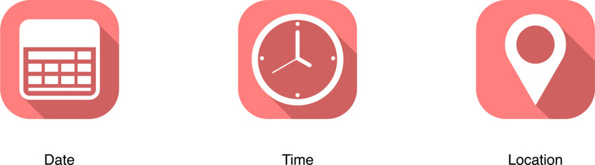 Date, Time, Location, Address symbol icon isolated on transparent background