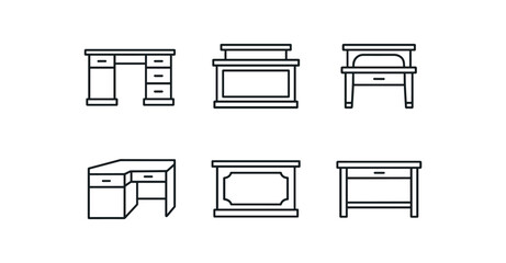 simple outline stroke icon isolated on white background classic oak librarian desk varnished reference desk antique check desk built corner reading desk carved wood front desk mission style