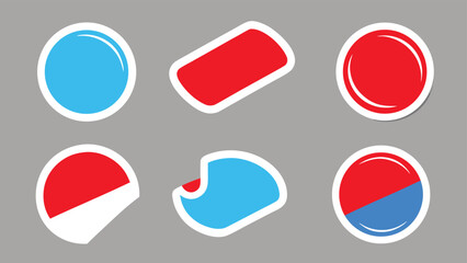 Vector illustration of colorful stickers and speech bubbles arranged creatively on a white background..eps