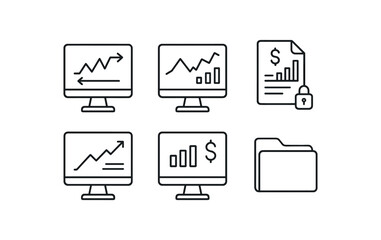 simple outline stroke icon isolated on white background stock ticker access screen market analysis terminal financial report database login economic trends dashboard real time investment