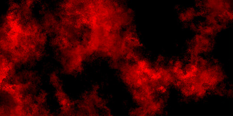 Abstract grunge red and black powder explosion cloud on black background. dark red smoke Like cloud wave effect on black. dark fire flame grunge texture background. toned fiery red sky.
