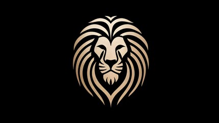 Fototapeta premium Luxury lion head logo in golden lines on a black background. Concept: power, prestige, leadership, and premium identity. used for luxury fashion brands, jewelry, elite services, high-end branding.